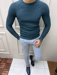Evan Slim Fit Oil Round Neck Sweater