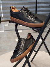 Load image into Gallery viewer, Ralph Sardinelli Eva Sole Black Lace Up Leather Sneakers

