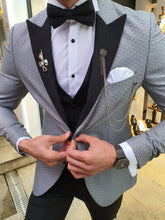 Load image into Gallery viewer, Verno Slim Fit Patterned Gray Tuxedo
