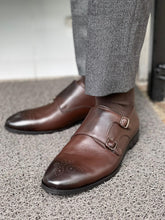 Load image into Gallery viewer, Reese Special Edition Double Buckled Brown Classic Leather Shoes
