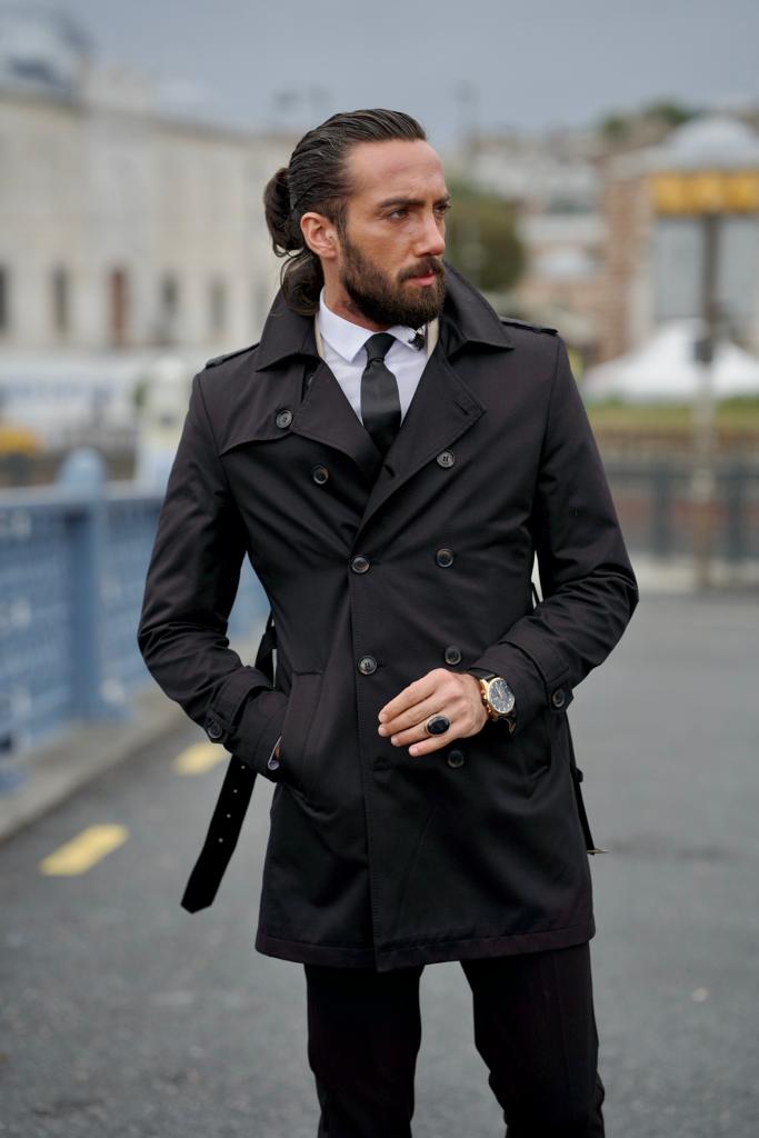 Ted Slim Fit Black Feather Detailed Winter Coat – MCR TAILOR