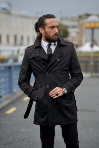 Ted Slim Fit Black Feather Detailed Winter Coat