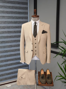 Vince Slim Fit BiStretch Biege Suit