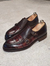 Load image into Gallery viewer, Ralph Sardinelli Special Edition Double Buckle Croc Brown Leather Shoes
