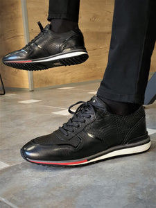 Harrison Sardinelli Lace Croco Leather Black Shoes