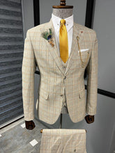Load image into Gallery viewer, Bryant Slim Fit Plaid Camel Striped Suit
