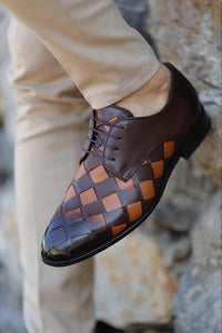 Luke Special Design Brown Leather Detailed Classic Shoes