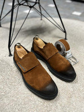 Load image into Gallery viewer, Nate Single Buckled Suede Camel Loafer
