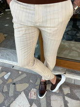 Load image into Gallery viewer, Lars Slim Fit Camel Striped Trousers

