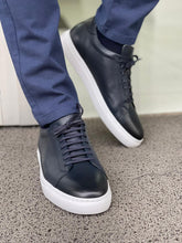 Load image into Gallery viewer, Cameron Special Edition Eva Sole Navy Leather Sneakers
