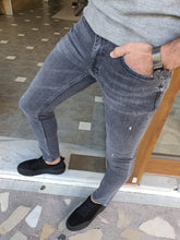 Load image into Gallery viewer, Jason Slim Fit Special Edition Gray &amp; Black Ripped Jeans
