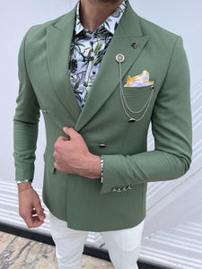 Cooper Slim Fit Green Linen Blazer