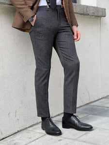 Ben Slim Fit High Quality Super Slim Micro Patterned Black Pants