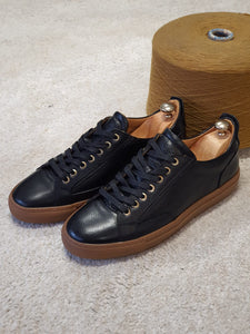 Ralph Sardinelli Eva Sole Black Lace Up Leather Sneakers