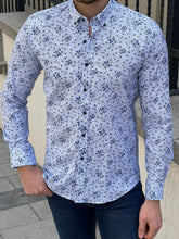 Load image into Gallery viewer, Ben Slim Fit High Quality Patterned Blue Shirt
