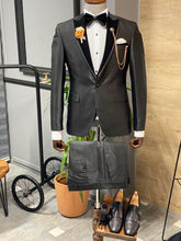 Load image into Gallery viewer, Grant Slim Fit Mono Collared Black Tuxedo
