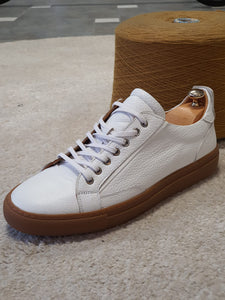 Ralph Sardinelli Eva Sole Lace Up White Leather Sneakers