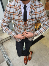 Load image into Gallery viewer, Genova Slim Fit Camel Plaid Suit
