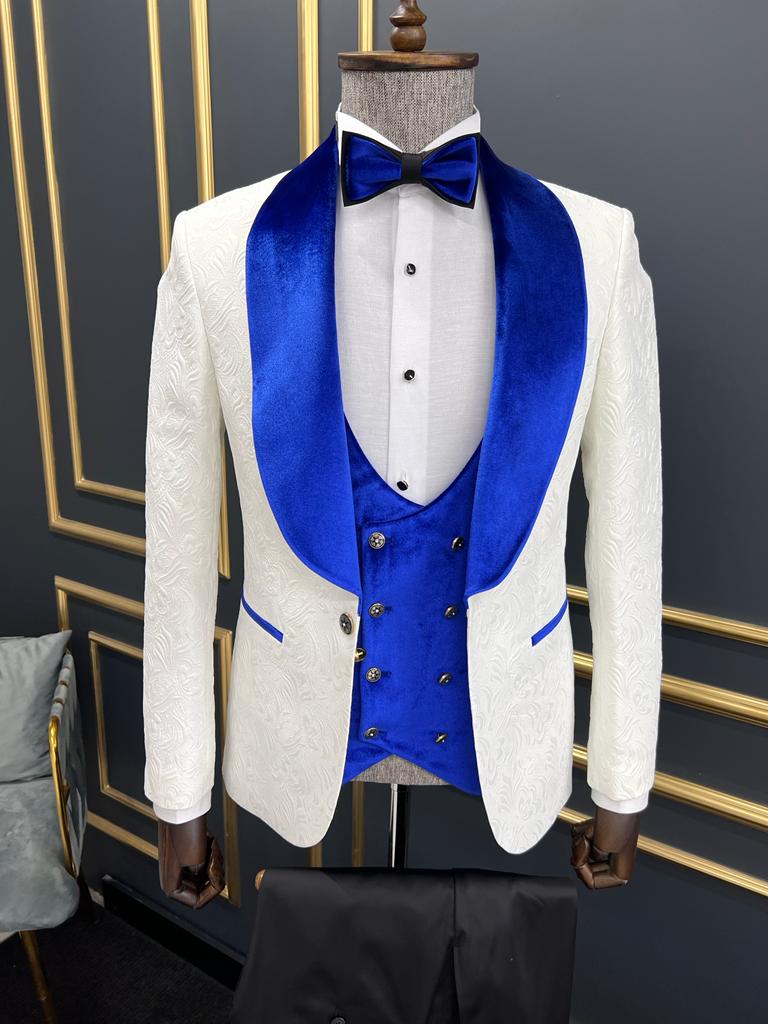 Rick Slim Fit Custom Design White Tuxedo - Main Image