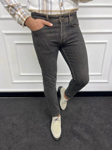 Leon Slim Fit Brown Lycra Jeans