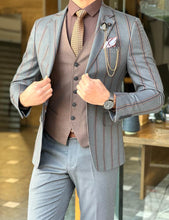 Load image into Gallery viewer, Nate Slim Fit Grey &amp; Brown Combined Suit
