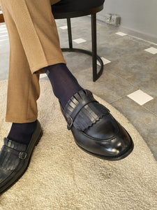 Heritage Sardinelli Buckled Detail Dark Blue Leather Shoes