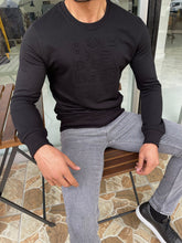Load image into Gallery viewer, Cameron Slim Fit Long Sleeve Black Combed Tees

