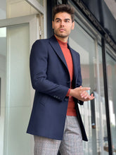 Load image into Gallery viewer, Chad Slim Fit Navy Woolen Coat
