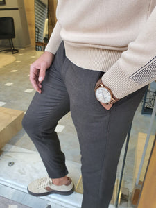 Mont Slim Fit  Brown Trousers