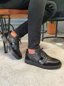 Mont Eva Sole Stripe Detailed Black Sneakers