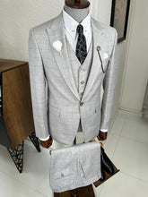 Load image into Gallery viewer, Luxe Slim Fit High Quality Plaid Woolen Grey Suit
