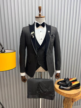 Load image into Gallery viewer, Noah Slim Fit Black Velvet Detailed Tuxedo
