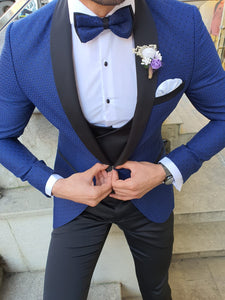 Groom Collection - Custom Made Shawl Collared Indigo Tuxedo