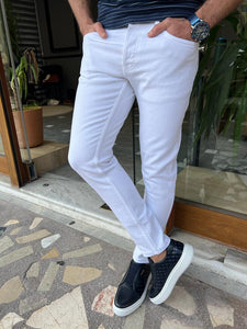 Lars Slim Fit White Lycra Jeans