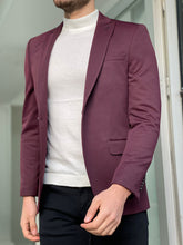 Load image into Gallery viewer, Warwick Super SLim Fit Self-Patterned Claret Red Blazer Only

