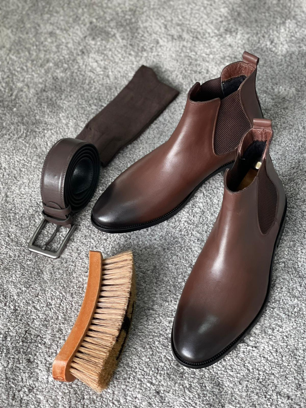 Efe Injected Leather Brown Boots