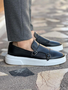 Karl Double Buckled Eva Sole Black Casual Shoes