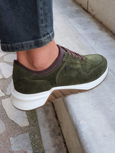 Jason Sardinelli Eva Sole Suede Laced Green Leather Shoes