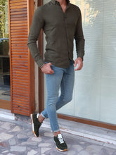 Load image into Gallery viewer, Lucas Slim Fit Patterned Khaki Linen Shirt
