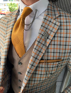 Ace Camel Plaid Combination Suit