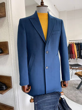 Load image into Gallery viewer, Brett Slim Fit Woolen Indigo Winter Coat
