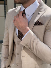 Load image into Gallery viewer, Ben Slim Fit Self-Patterned Woolen Beige Suit
