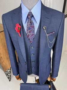 Luxe Slim Fit High Quality Woolen Navy Suit