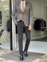 Load image into Gallery viewer, Chad Slim Fit Self Patterned Black Woolen Blazer Only
