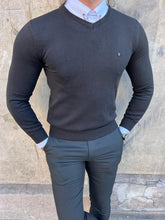 Load image into Gallery viewer, Rick Slim Fit V-Neck Black Sweater
