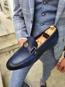 Sardinelli Buckled Detail Navy Leather Shoes