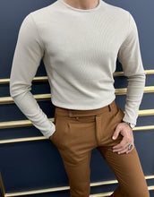 Load image into Gallery viewer, Evan Slim Fit Knitted Beige Turtleneck Sweater
