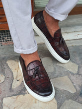 Load image into Gallery viewer, Chase Sardinelli Eva Sole Croc Tasseled Brown Leather Shoes
