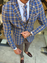 Load image into Gallery viewer, Harringate Slim Fit Camel Plaid Suit
