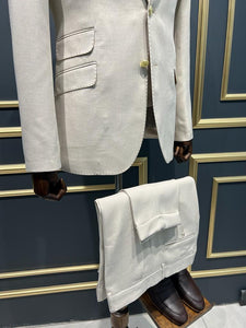 Benson Slim Fit Double Pocket Beige Detailed Suit